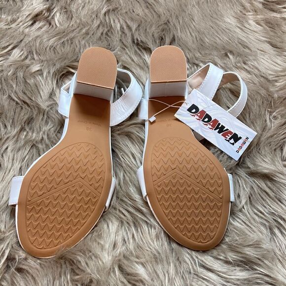 DADAWEN Open Toe Ankle Strap Low Block Chunky Heeled Sandal Wedding Bridal Pumps - Picture 8 of 9